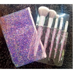 0001 Make Up Brush Set /5 PCS brushes and 1 Pc Glitter Case - Purple  