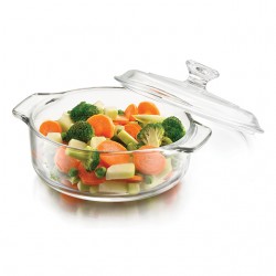 Glass Dish With Glass  Lid   CRISA PYROREY CASSEROLE 